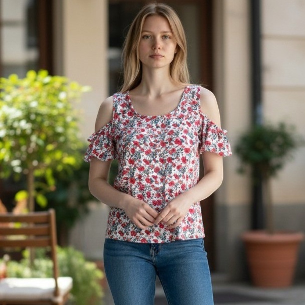 Leota Exclusively for Dia & Co Open Shoulder Floral Top Size‎ 16-18